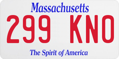 MA license plate 299KN0