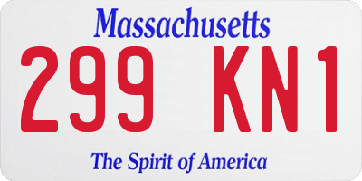 MA license plate 299KN1