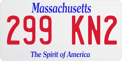 MA license plate 299KN2