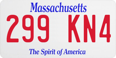 MA license plate 299KN4