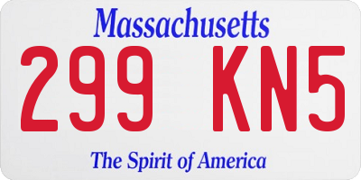 MA license plate 299KN5