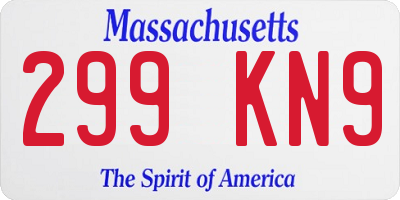 MA license plate 299KN9