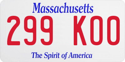 MA license plate 299KO0