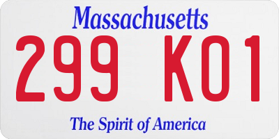 MA license plate 299KO1