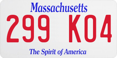 MA license plate 299KO4