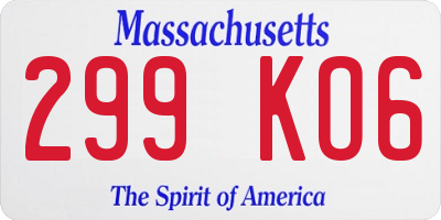 MA license plate 299KO6