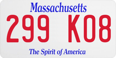 MA license plate 299KO8