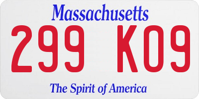 MA license plate 299KO9