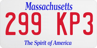 MA license plate 299KP3