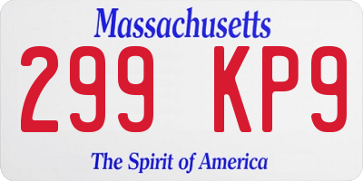 MA license plate 299KP9