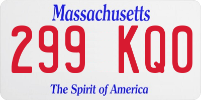 MA license plate 299KQ0