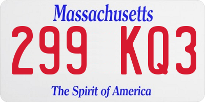 MA license plate 299KQ3