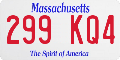 MA license plate 299KQ4