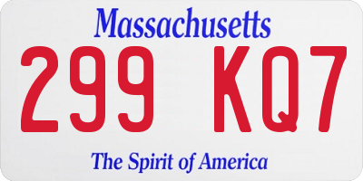 MA license plate 299KQ7