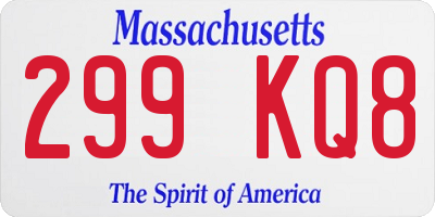 MA license plate 299KQ8