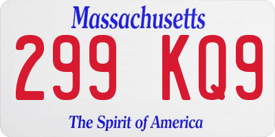 MA license plate 299KQ9