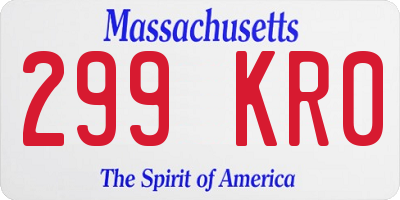 MA license plate 299KR0