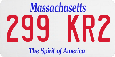 MA license plate 299KR2