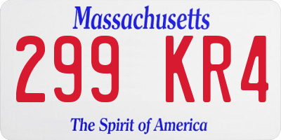 MA license plate 299KR4