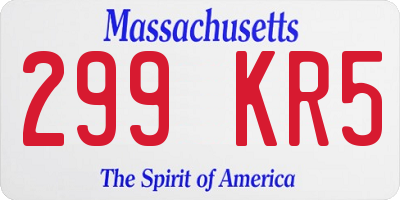 MA license plate 299KR5