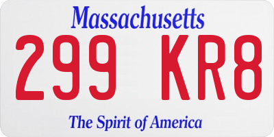 MA license plate 299KR8