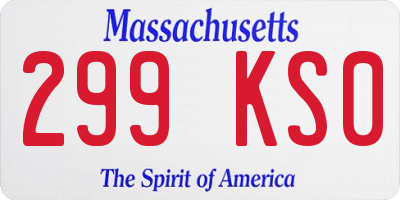 MA license plate 299KS0