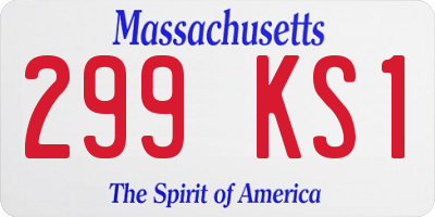 MA license plate 299KS1