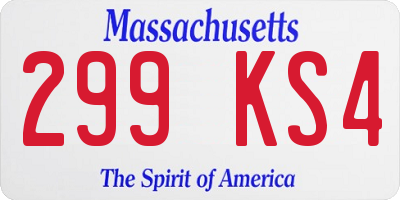 MA license plate 299KS4