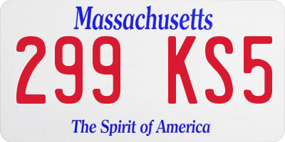 MA license plate 299KS5