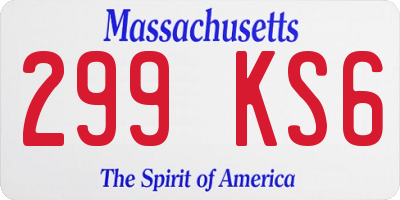 MA license plate 299KS6