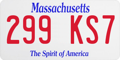 MA license plate 299KS7