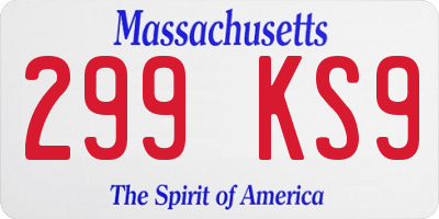 MA license plate 299KS9