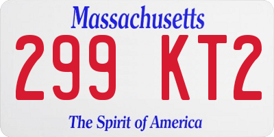 MA license plate 299KT2