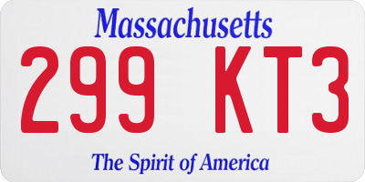 MA license plate 299KT3