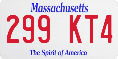 MA license plate 299KT4