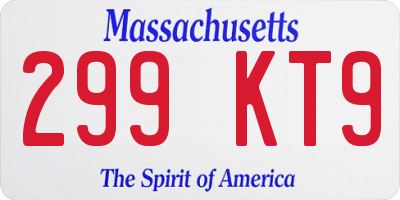 MA license plate 299KT9