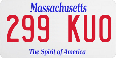 MA license plate 299KU0