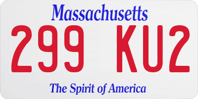MA license plate 299KU2