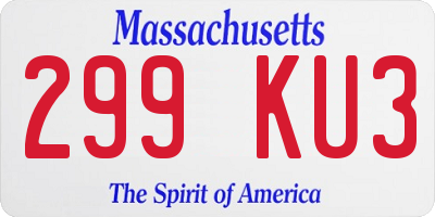 MA license plate 299KU3