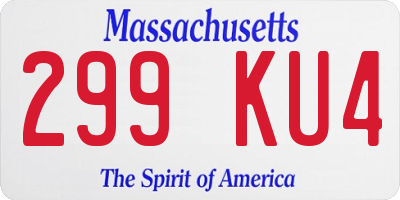 MA license plate 299KU4