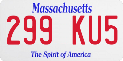 MA license plate 299KU5