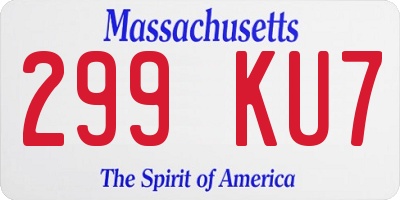 MA license plate 299KU7