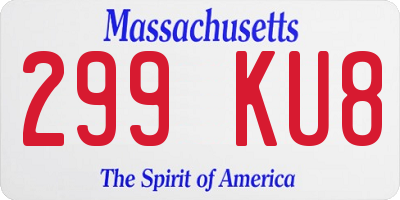 MA license plate 299KU8