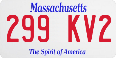 MA license plate 299KV2