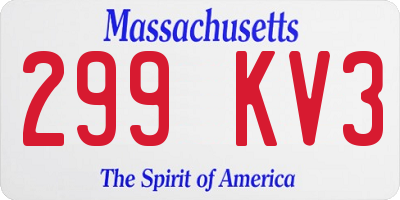 MA license plate 299KV3