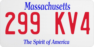 MA license plate 299KV4