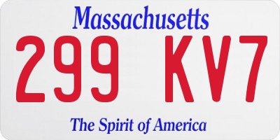 MA license plate 299KV7