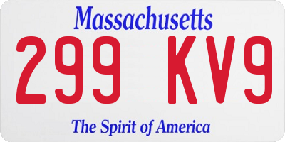 MA license plate 299KV9