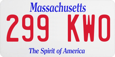 MA license plate 299KW0