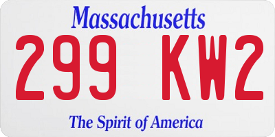 MA license plate 299KW2